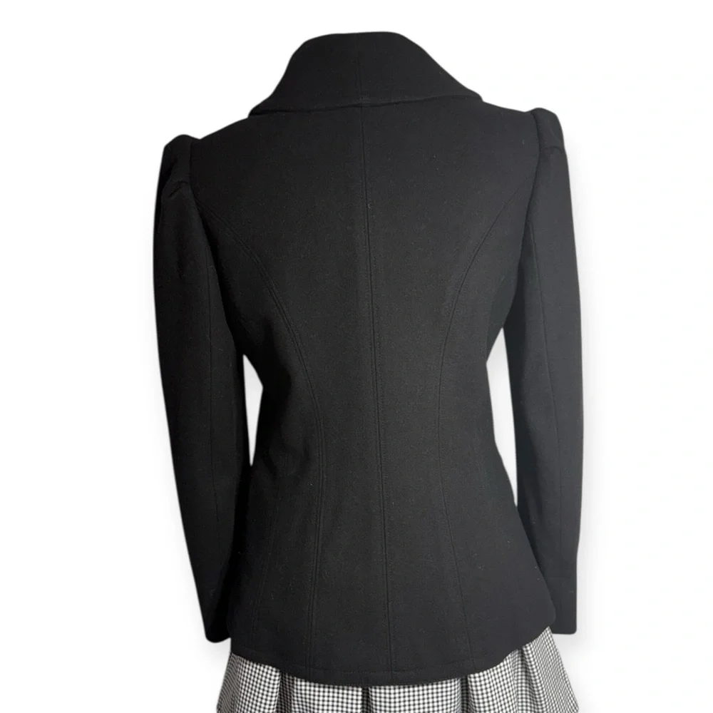 Vintage Y2K Ralph Lauren Blue Label Black wool cashmere double breasted pea coat - Picture 4 of 7